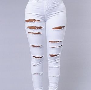 White disteessed Jeans with Holes